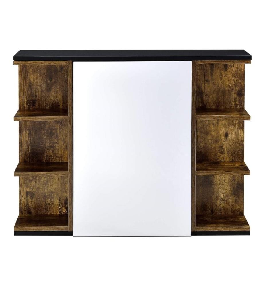 Armoire de salle de bains Harstad 64x80x20 cm Bois foncé noir