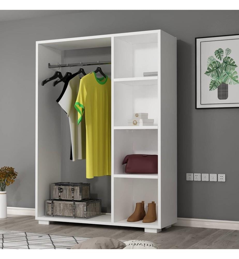 Armoire Nesbyen avec 4 étagères blanc