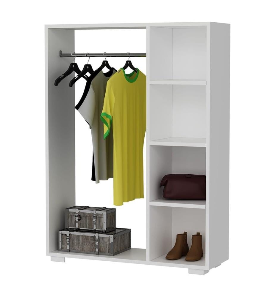 Armoire Nesbyen avec 4 étagères blanc