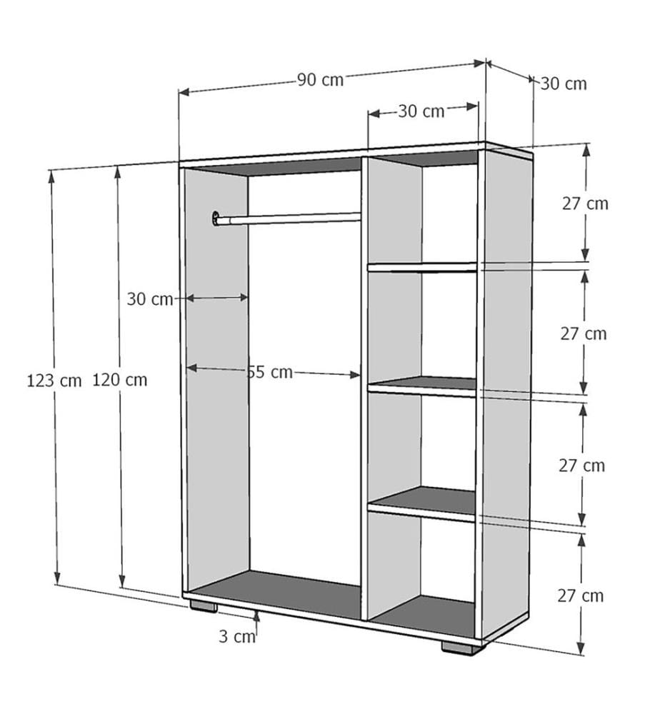 Armoire Nesbyen avec 4 étagères blanc