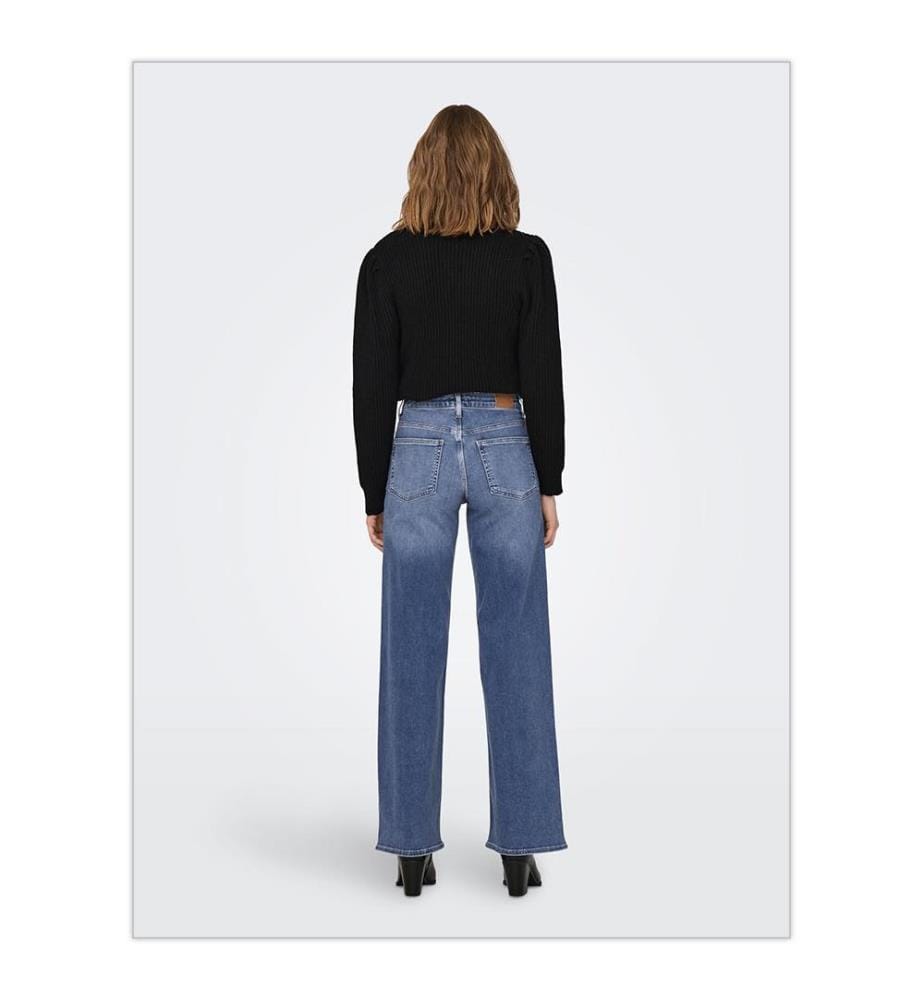 Jeans mit hoher Taille und breiten Schultern - Medium Denim Blau
