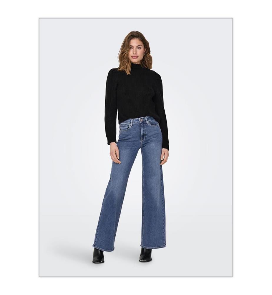 Jeans mit hoher Taille und breiten Schultern - Medium Denim Blau