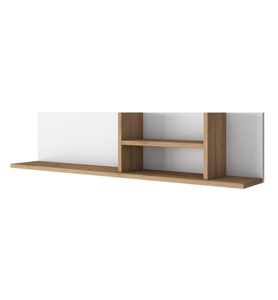 Woody Fashion Wall Shelf, White, Walnut, Melamin… DeinDeal