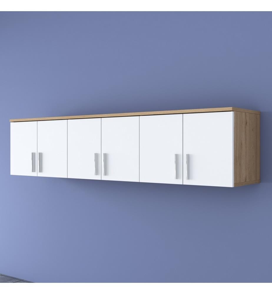 Woody Fashion Wall Shelf, Walnut, White, Melamin… DeinDeal