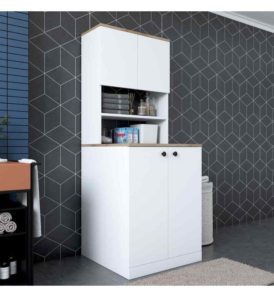 Woody Fashion Washing Machine White Wal… DeinDeal