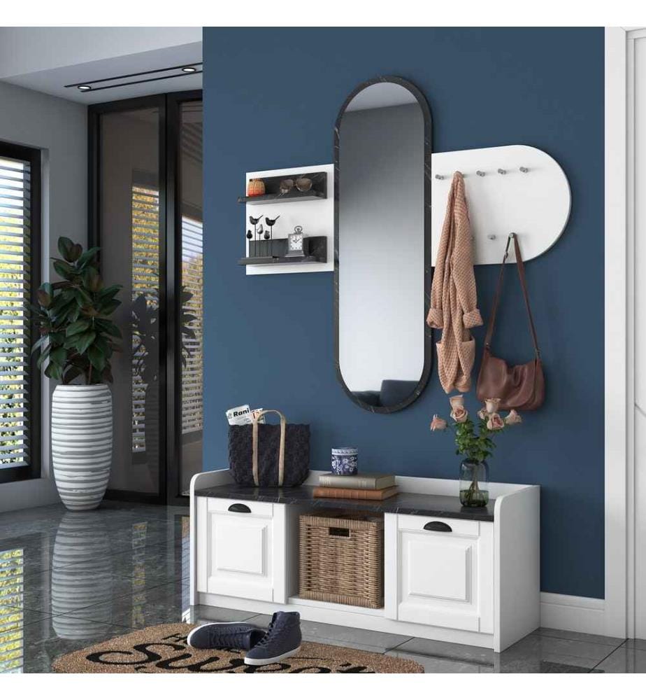 Woody Fashion Floorboard stand, white, marble, m… DeinDeal