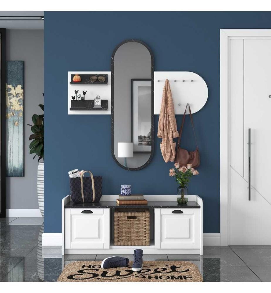 Woody Fashion Floorboard stand, white, marble, m… DeinDeal