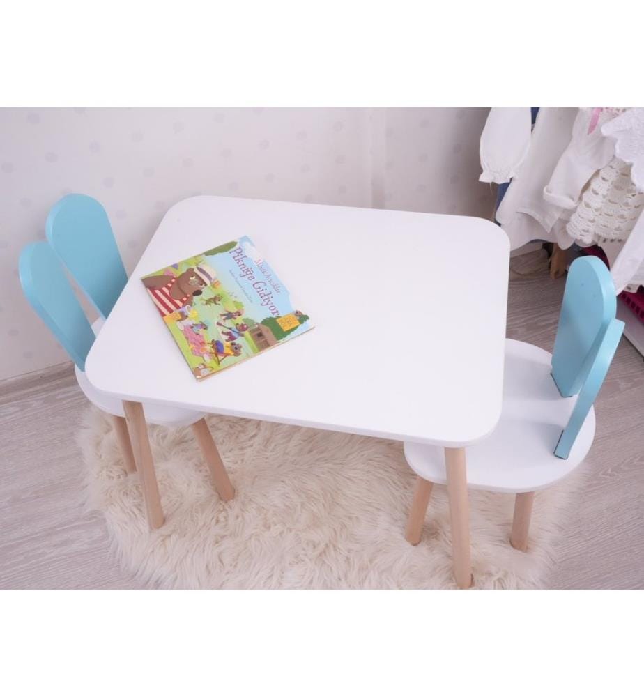 KALUNE DESIGN Table Set Bunny Blue and White DeinDeal