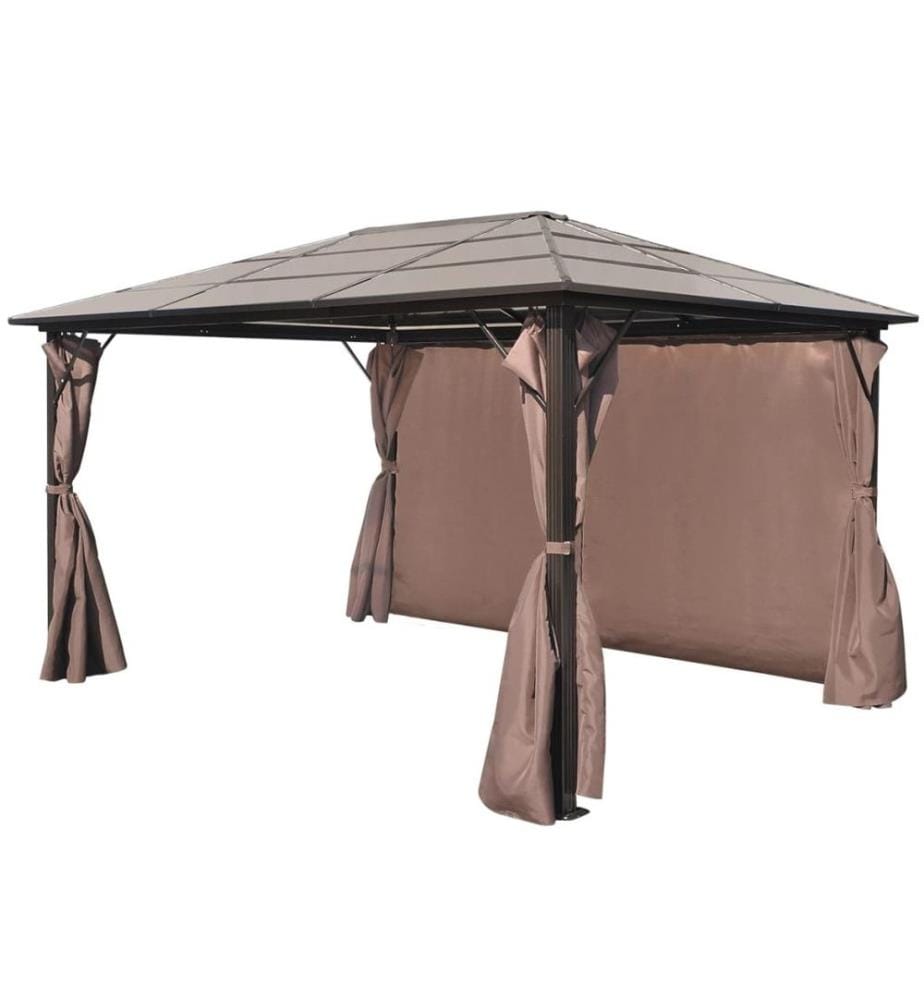 Pavillon mit Vorhängen Braun Aluminium 400 x 300… DeinDeal