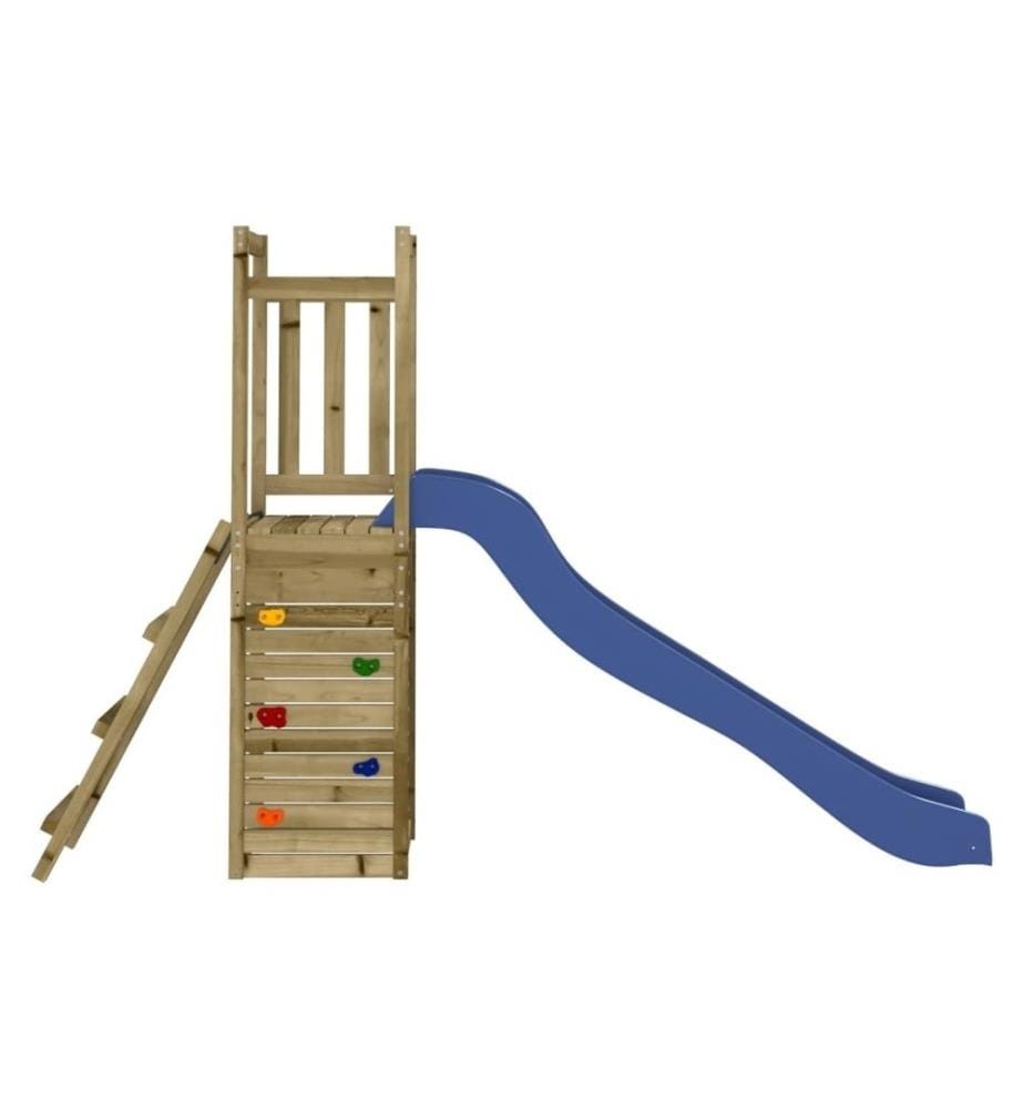 Aire De Jeux 3 En 1 Bébé - Toboggan, Planche D'escalade Et Transat - Gris