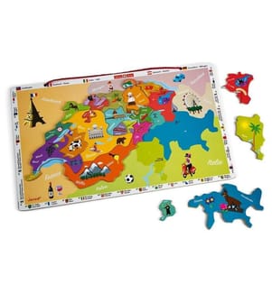 JANOD - Puzzle en bois Carte magnétique Suisse 24 pièces