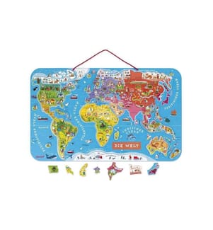 JANOD - Puzzle magnétique Weltkarte: Die Welt 92 pièces -DE-