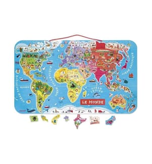 JANOD - Puzzle magnétique Weltkarte: Le Monde 92 pièces -FR-