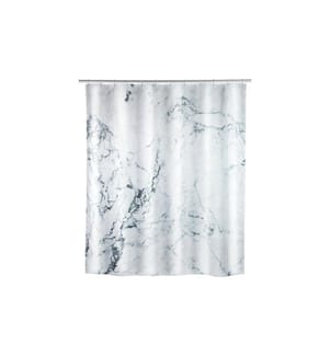 WENKO - Rideau de douche Onyx 180 x 200 cm, Gris/Blanc