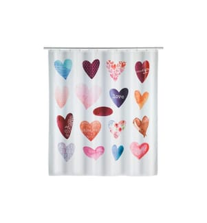 WENKO - Rideau de douche Love 180 x 200 cm, Multicolore