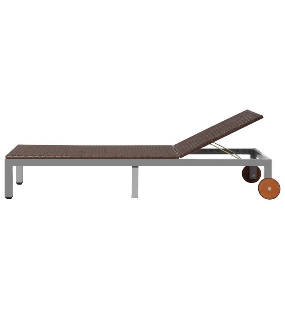 Sonnenliege mit Rollen Poly Rattan Braun DeinDeal