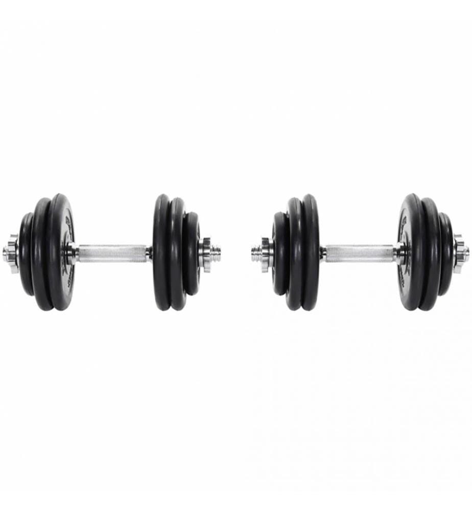 Set Manubri Gorilla Sports Da 30 Kg - Con 12 Dischi Rivestiti In Plastica, Barre Da 42 Cm E Chiusure A Stella