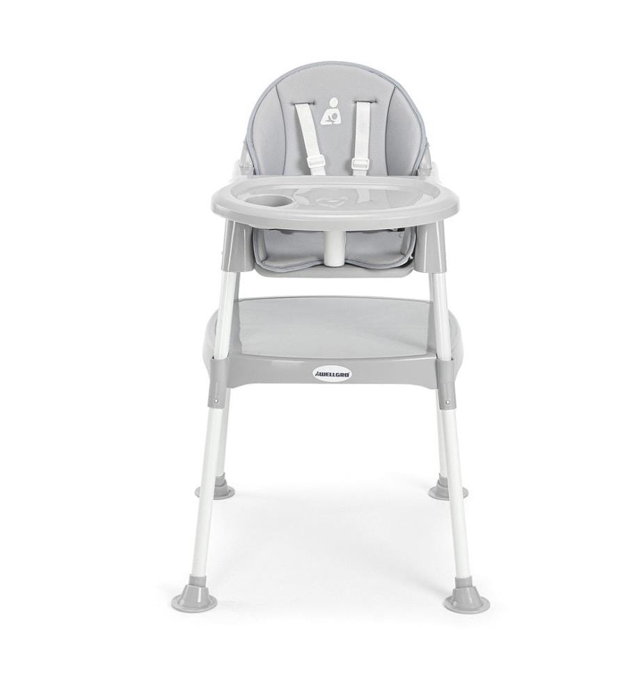 Chaise de bébé, grise, plastique, coussin en coton et polyester