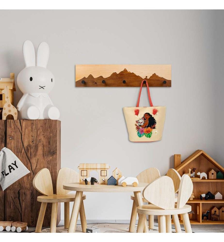 Crochet mural en bois, noyer, naturel, 50% bois - 50% métal