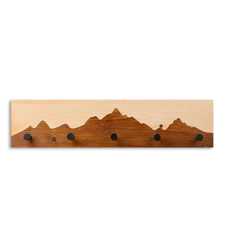 Crochet mural en bois, noyer, naturel, 50% bois - 50% métal