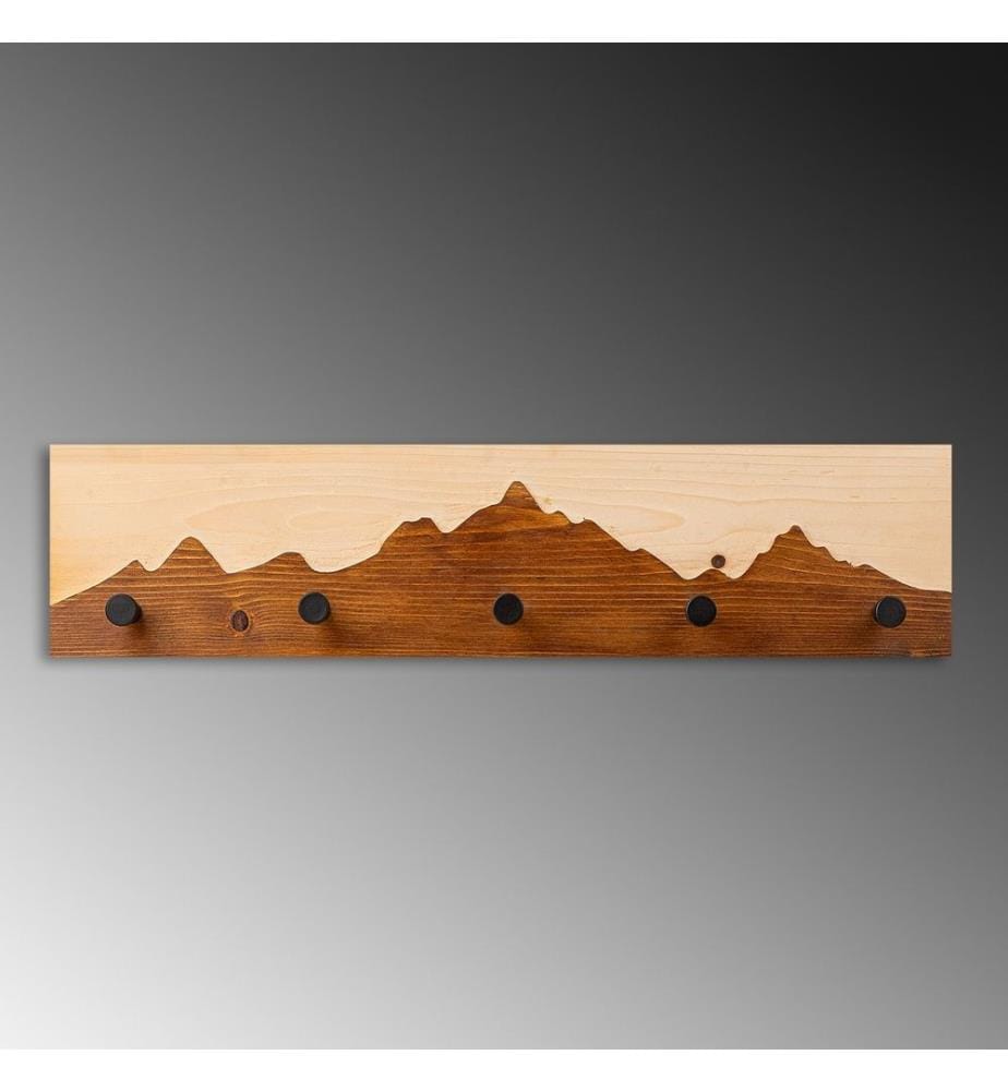 Crochet mural en bois, noyer, naturel, 50% bois - 50% métal