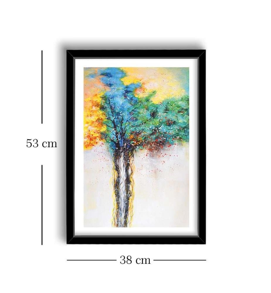 Peinture décorative encadrée en MDF, Multicolore, MDF, Encadré en bois