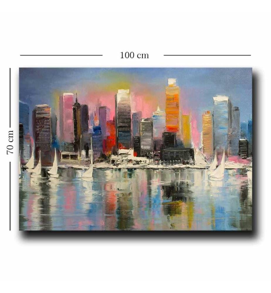 Peinture décorative sur toile, multicolore, toile, cadre en bois de pin