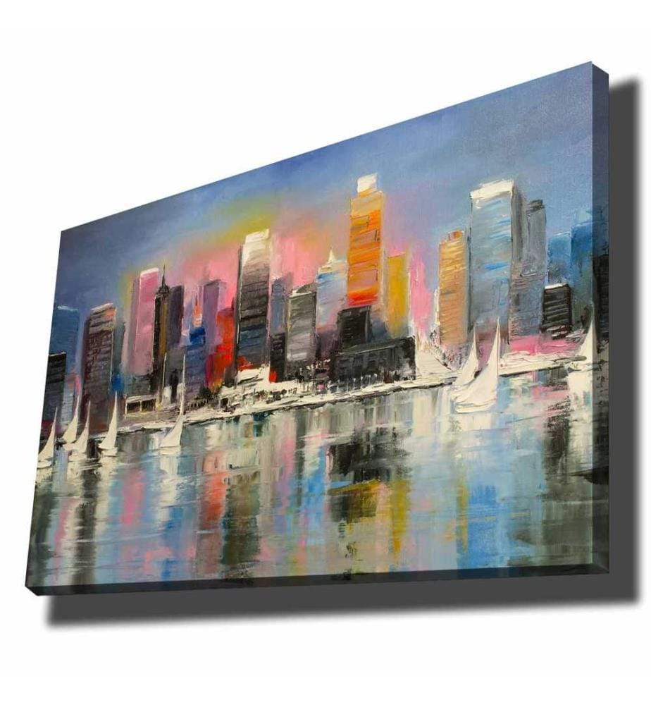 Peinture décorative sur toile, multicolore, toile, cadre en bois de pin