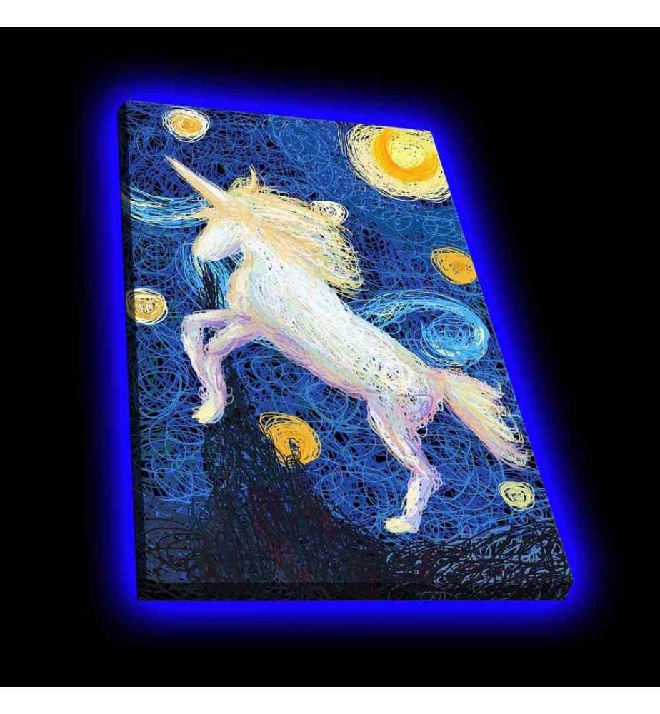 Peinture sur toile décorative éclairée par LED, multicolore, toile polyester