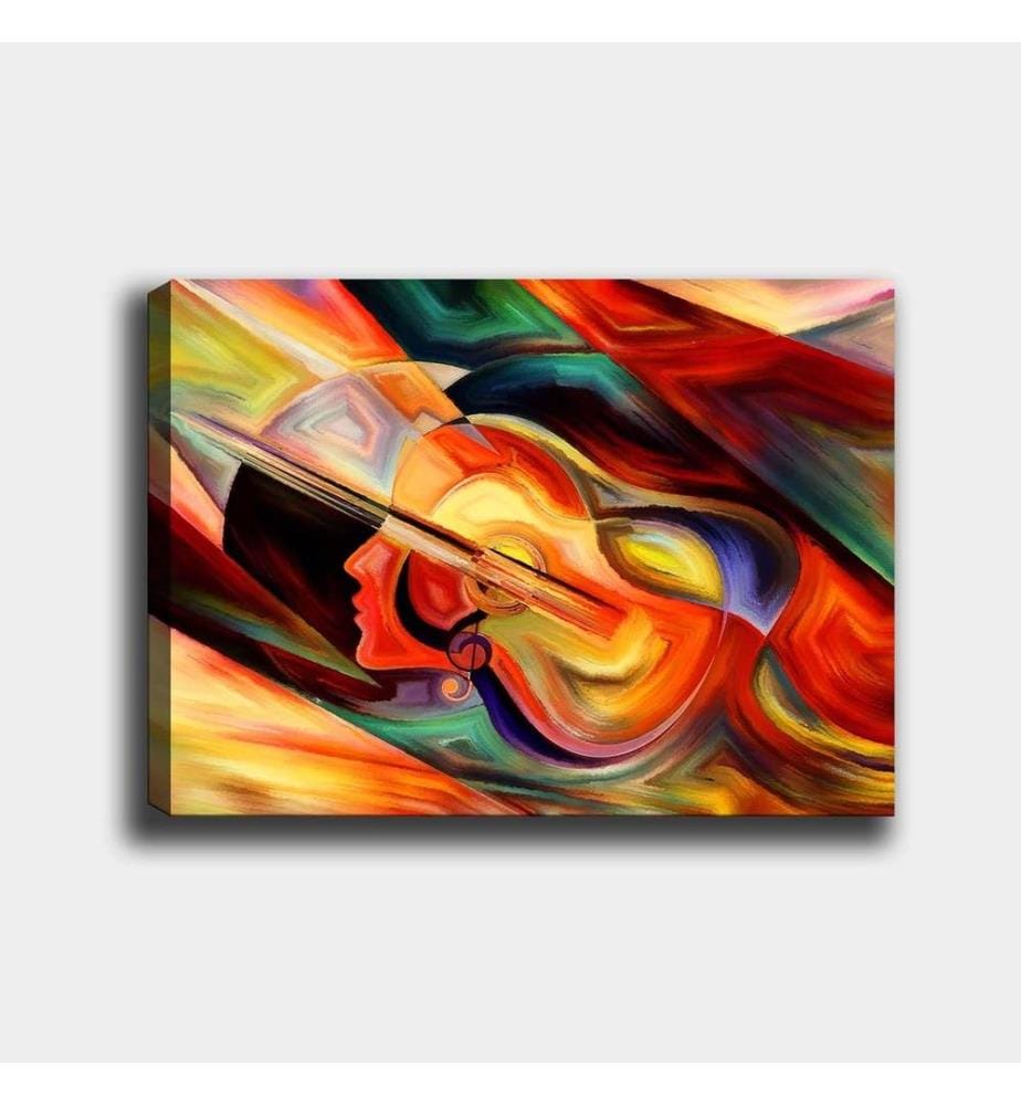 Peinture décorative sur toile, multicolore, toile, cadre en bois