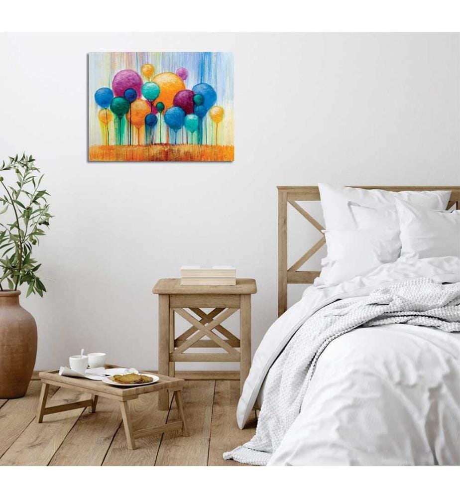 Peinture décorative sur toile, multicolore, 60% coton - 40% polyester, cadre en bois
