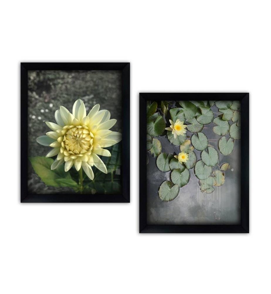 Tableau décoratif encadré, 2 pièces, multicolore, verre, cadre en bois