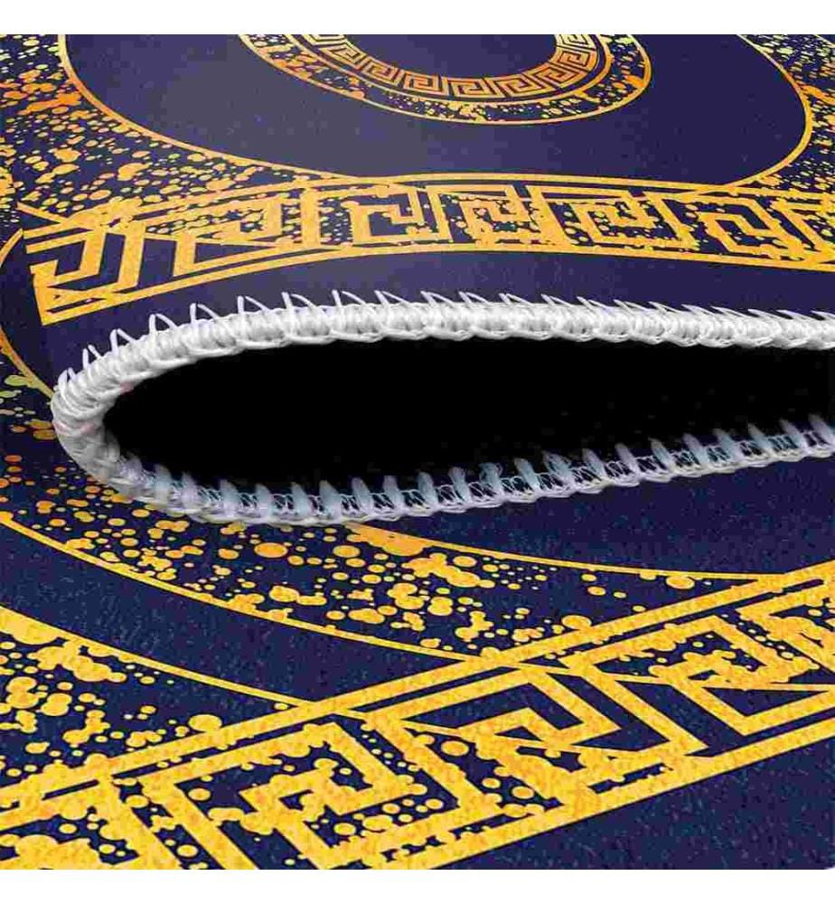 Carpet, Dark Blue, Gold, 70% Cotton - 30% Chenille, 80 x 200 cm