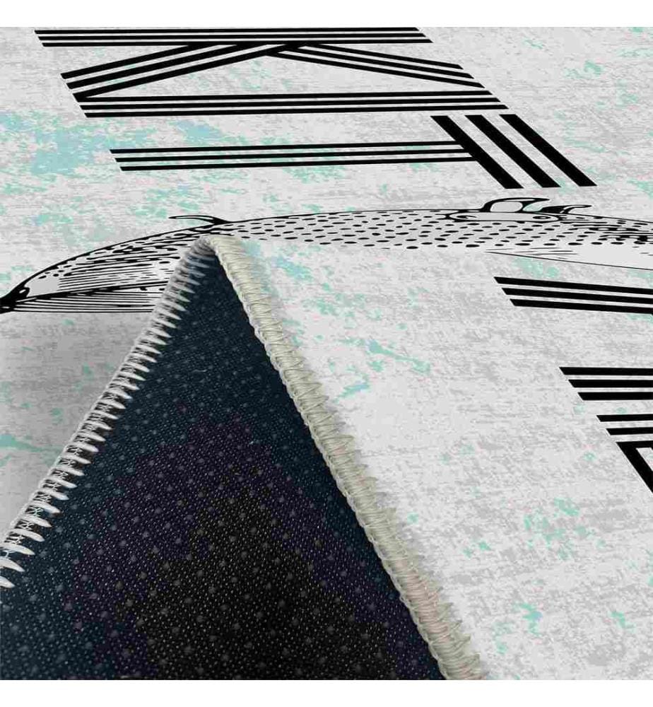 Carpet, Grey, Blue, 70% Cotton - 30% Chenille, 80 x 200 cm