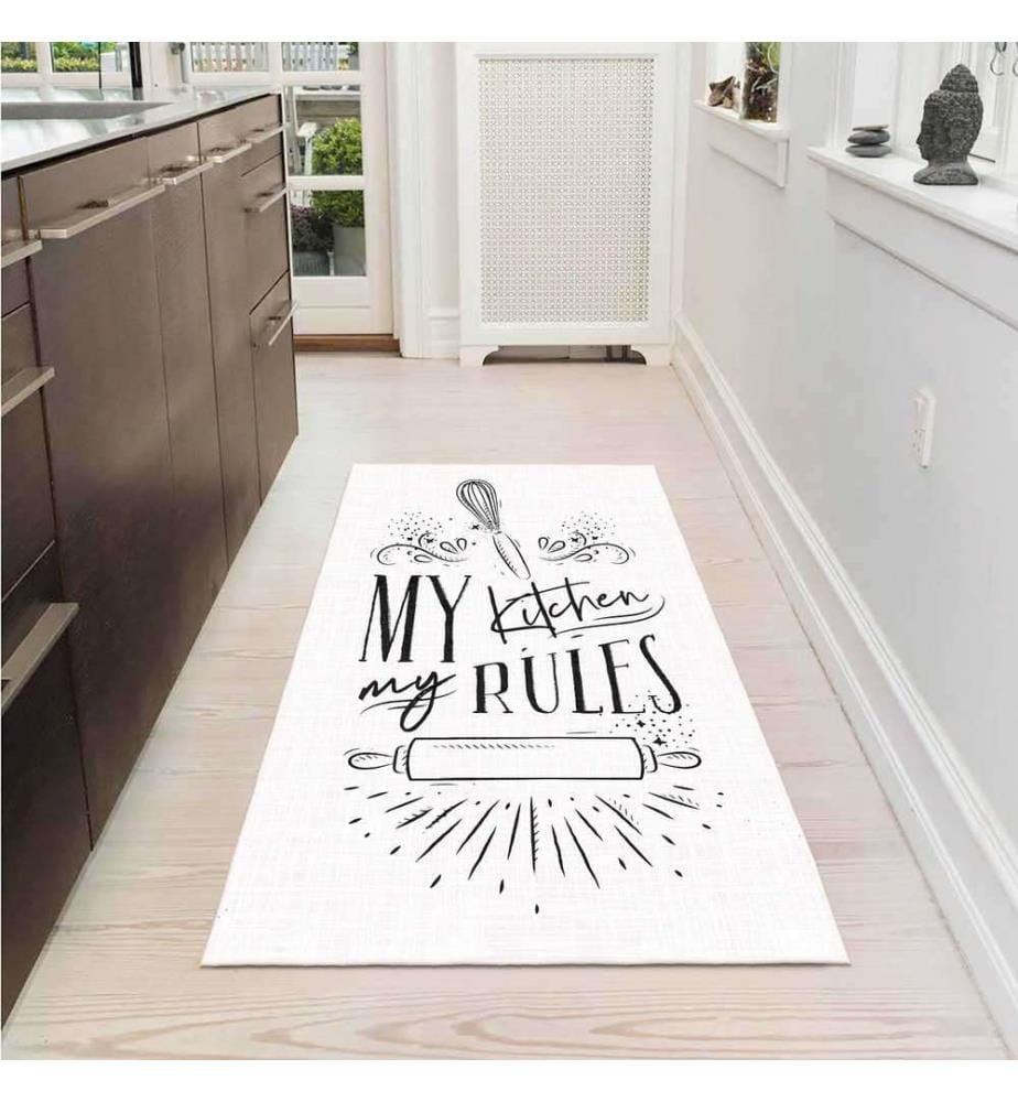 Carpet, White, 70% Cotton - 30% Chenille, 80 x 200 cm