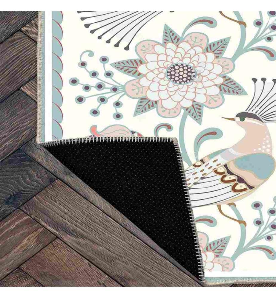 Carpet, Cream, Green, 70% Cotton - 30% Chenille, 80 x 200 cm