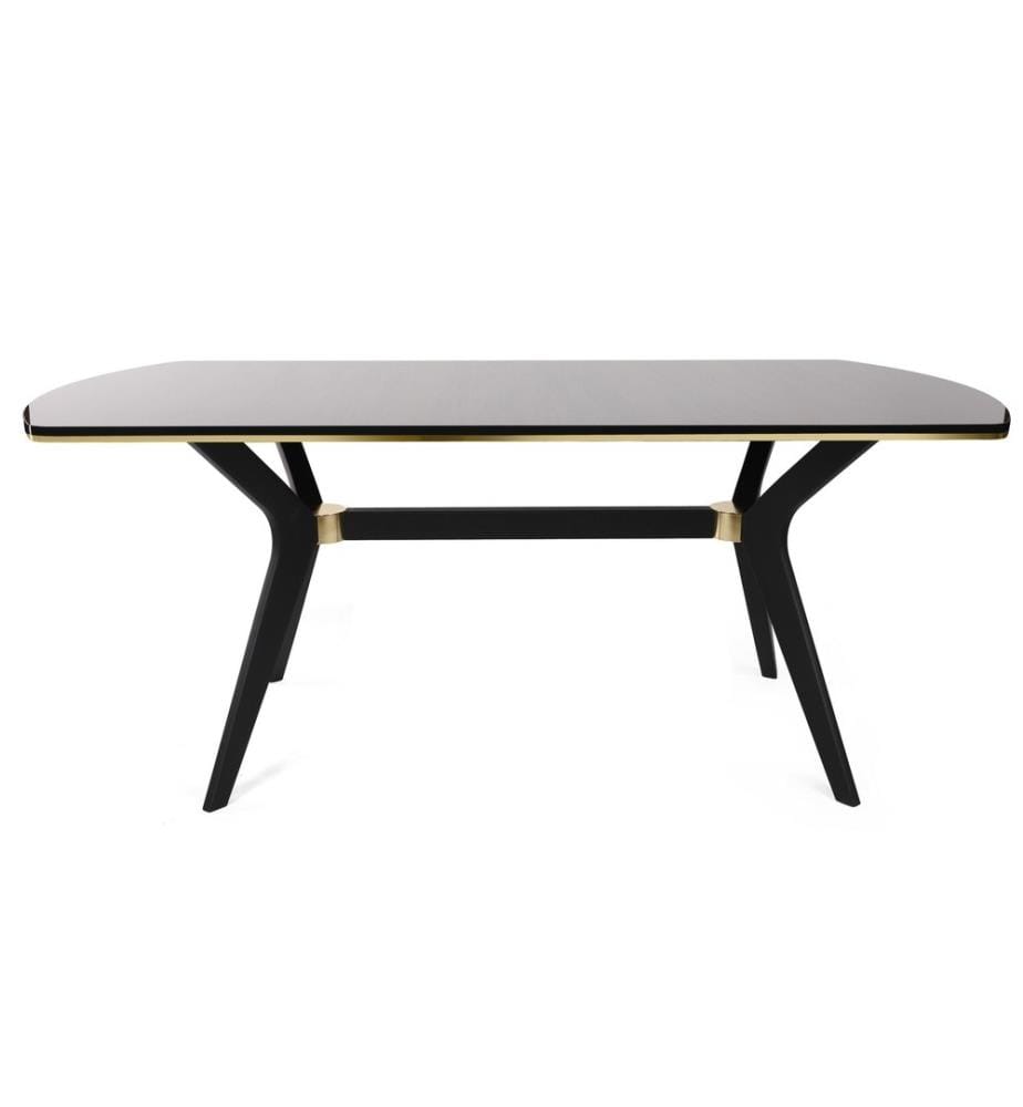 Table de salle à manger, marron, noir, or, MDF