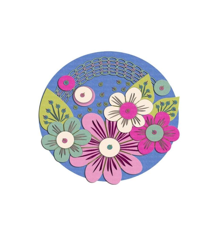 Carpet, Blue, White, Pink, Fuchsia, Green, 100% Polyester, 90 x 90 cm