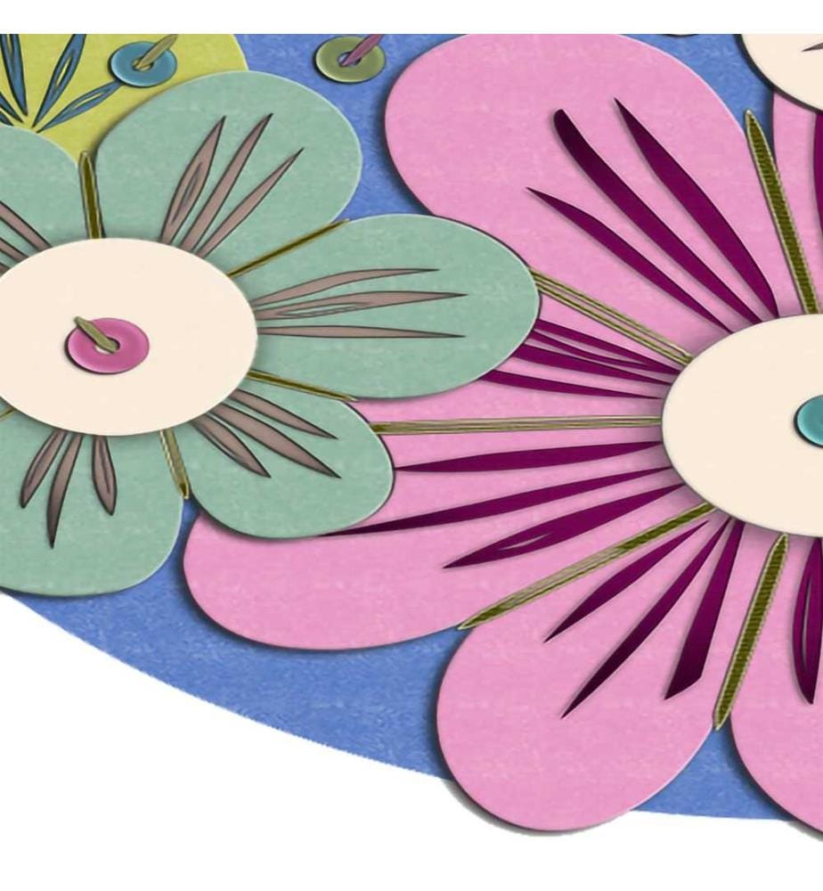 Carpet, Blue, White, Pink, Fuchsia, Green, 100% Polyester, 90 x 90 cm