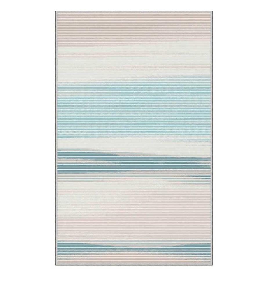 Carpet, Cream, Blue, 100% Cotton, 140 x 220 cm