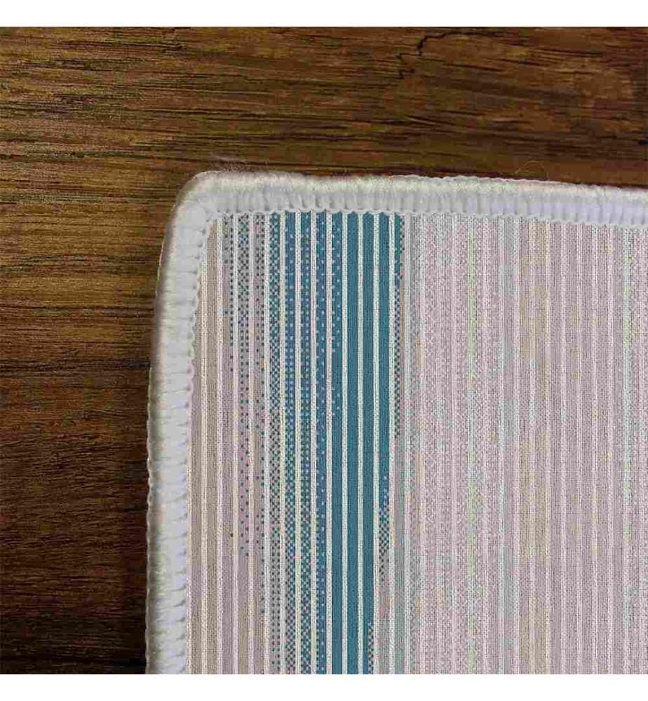 Carpet, Cream, Blue, 100% Cotton, 140 x 220 cm