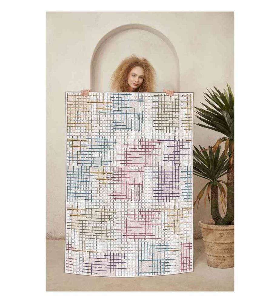 Carpet, Cream, Blue, Red, Purple, Camel, 100% Cotton, 160 x 230 cm