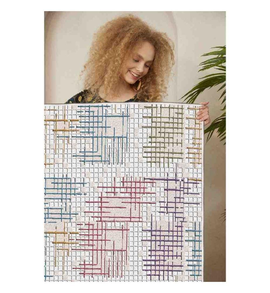 Carpet, Cream, Blue, Red, Purple, Camel, 100% Cotton, 160 x 230 cm
