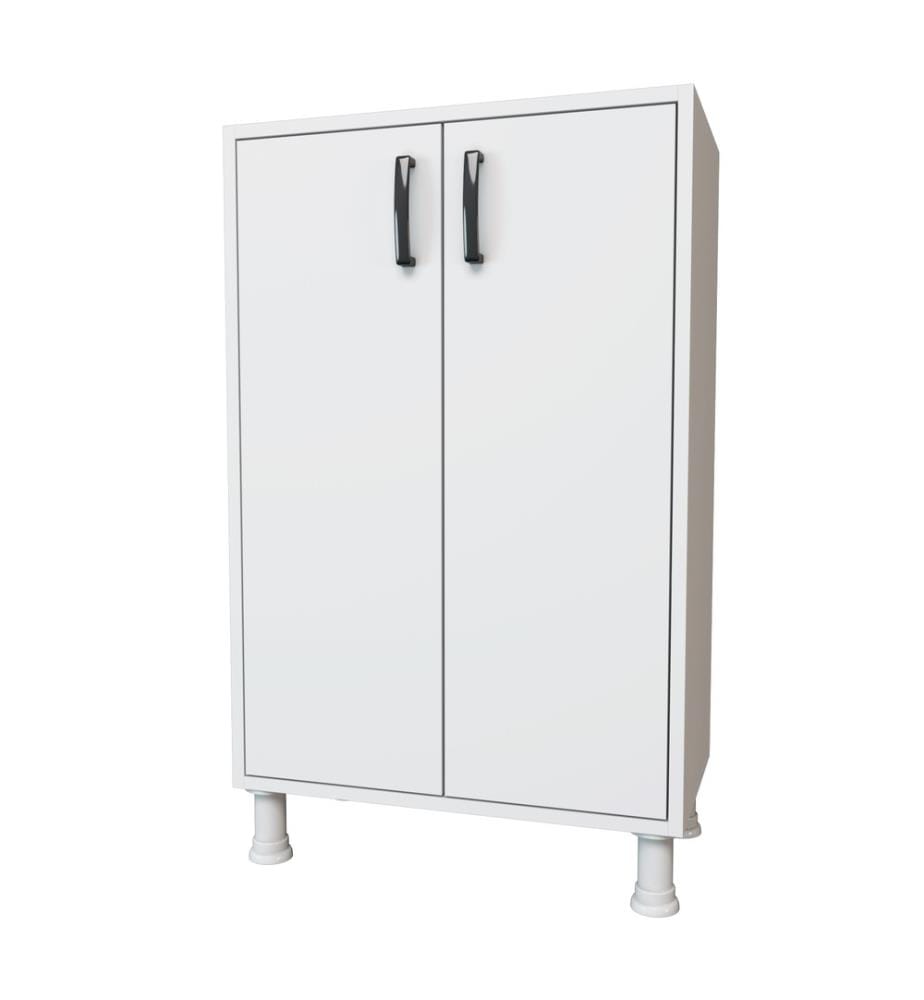 Armoire multifonctions, blanc, panneau de particules mélaminé