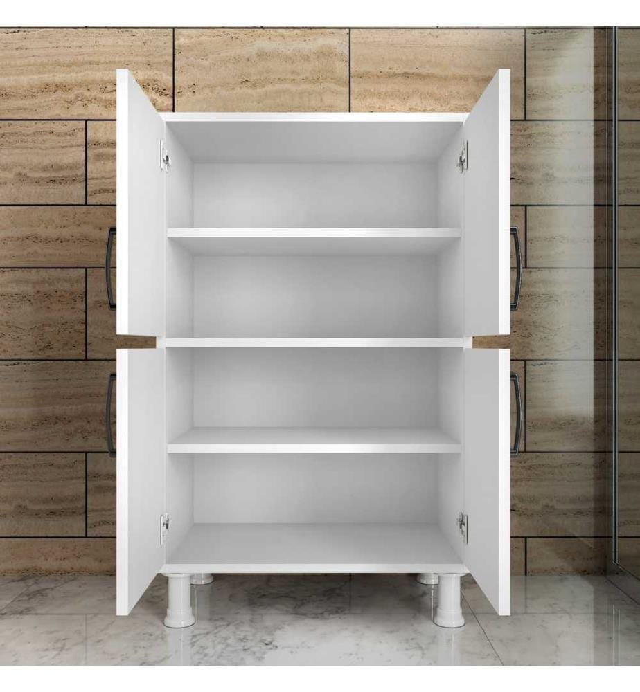 Armoire multifonctions, blanc, panneau de particules mélaminé