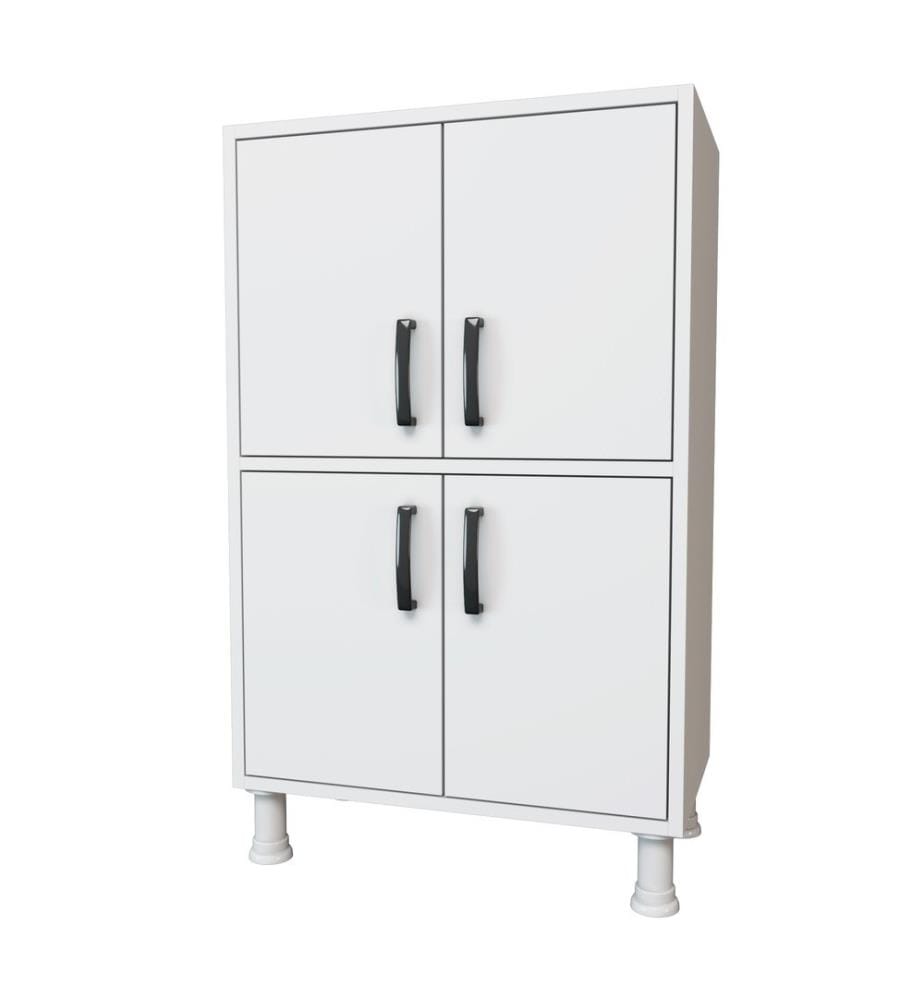 Armoire multifonctions, blanc, panneau de particules mélaminé