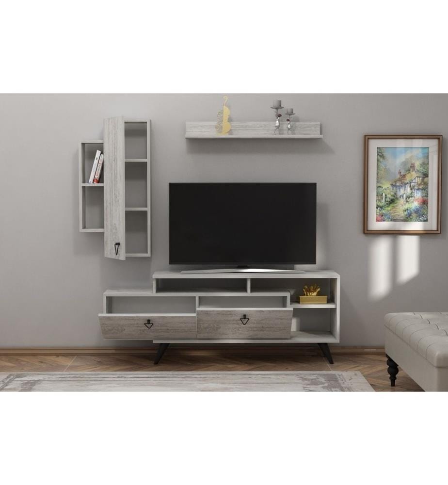Mobile TV, Grigio, Pannello di particelle rivestito in melamina