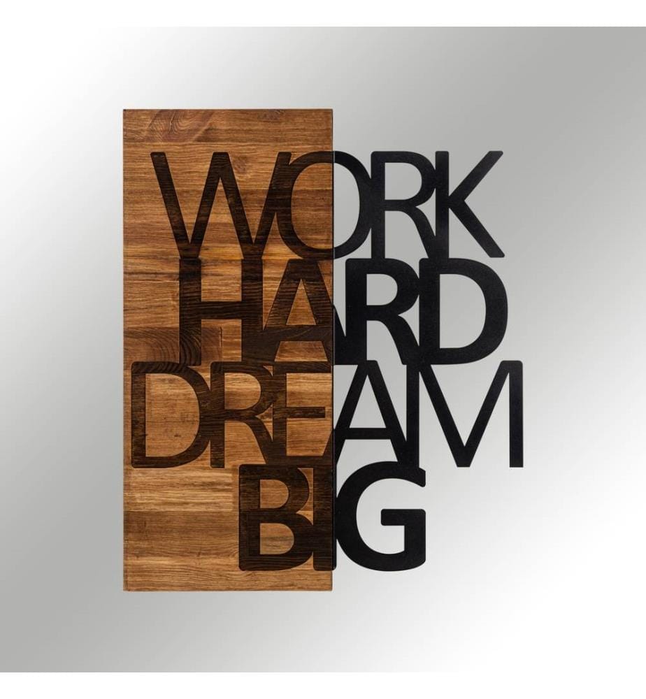 Dekoratives Wandaccessoire aus Holz, Schwarznuss, Metall, Holzrahmen