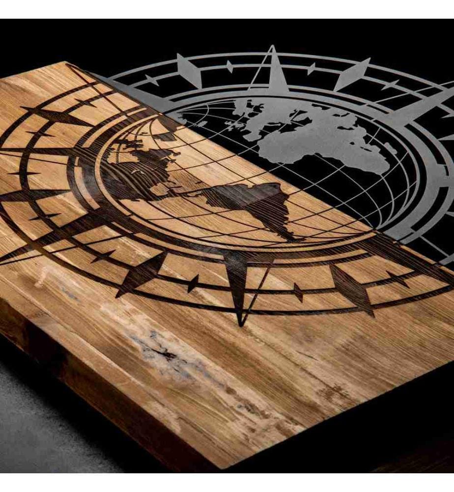 Dekoratives Wandaccessoire aus Holz, Schwarznuss, Metall, Holzrahmen