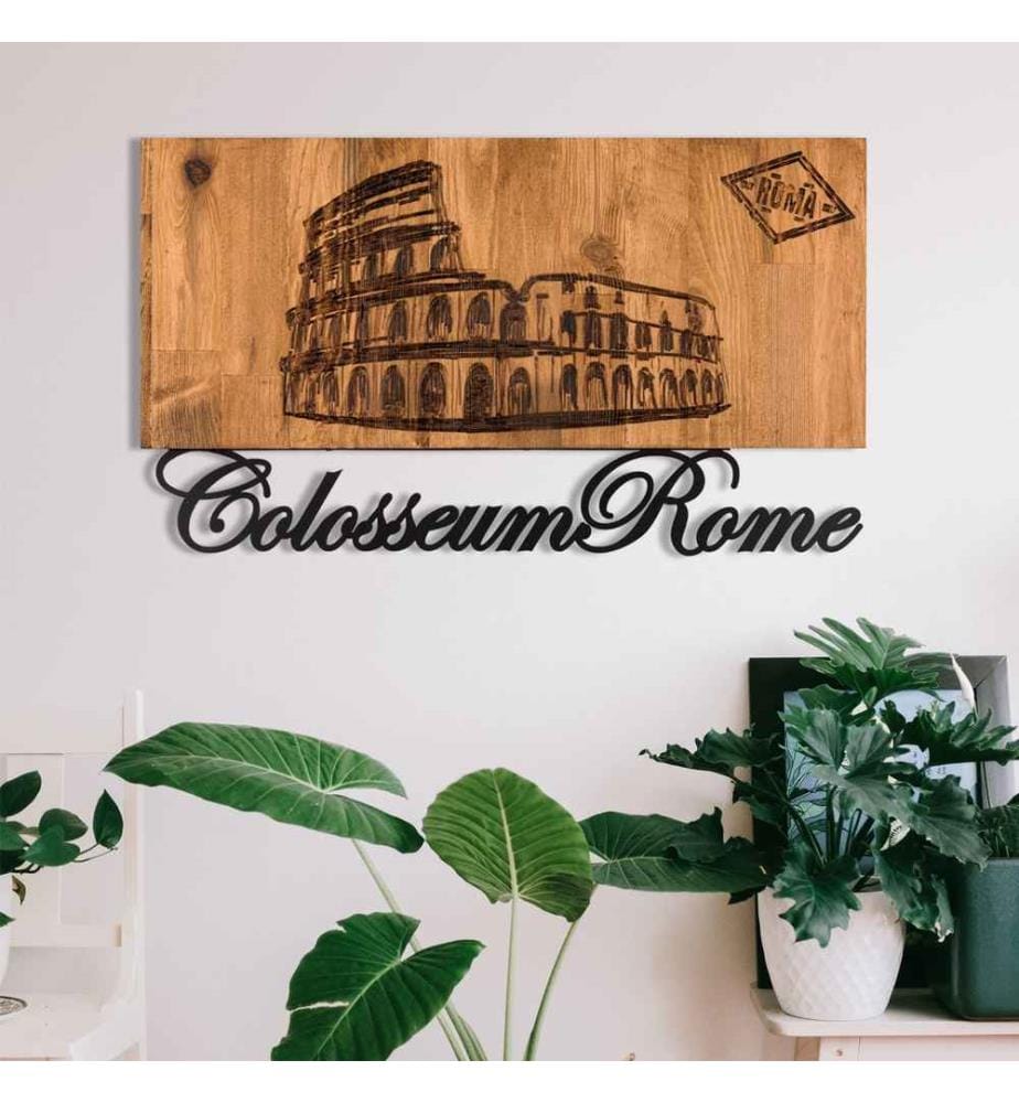 Dekoratives Wandaccessoire aus Holz, Schwarznuss, Metall, Holzrahmen